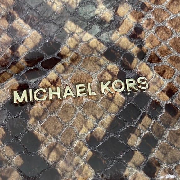 Michael Kors Embossed Leather Crossbody Bag Brown Python Snakeskin - Picture 13 of 13